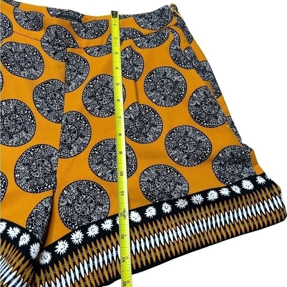 Ann Taylor Mustard Yellow Medallion Print Dressy Casual  Drape Short Size 2 - Picture 15 of 16